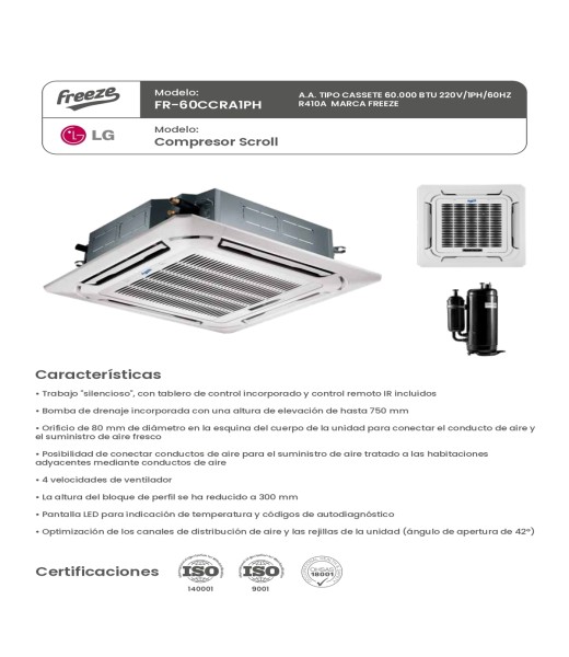 difusor cavacuarto 1.5hpa 2hp 220v- 60hz-1ph 2.200w 2 ventilador con resistencia dd-12 marca freezearea de 12m2 0401b