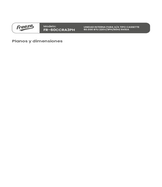 Aire Acondicionado Tipo Cassete 60.000 Btu 220V/3Ph/60Hz R410A