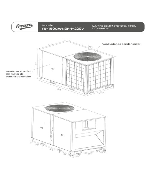 Aire Acondicionado Tipo Compacto 15Ton R410A 220V/3Ph/60Hz