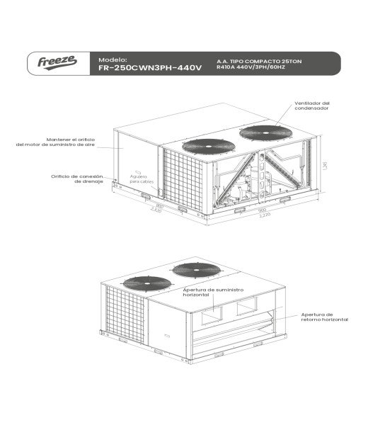 Aire Acondicionado Tipo Compacto 25Ton R410A 440V/3Ph/60Hz