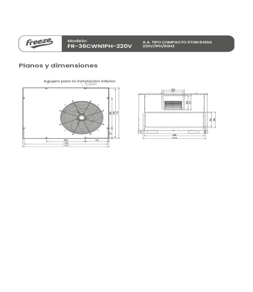Aire Acondicionado Tipo Compacto 5Ton R410A 220V/1Ph/60Hz