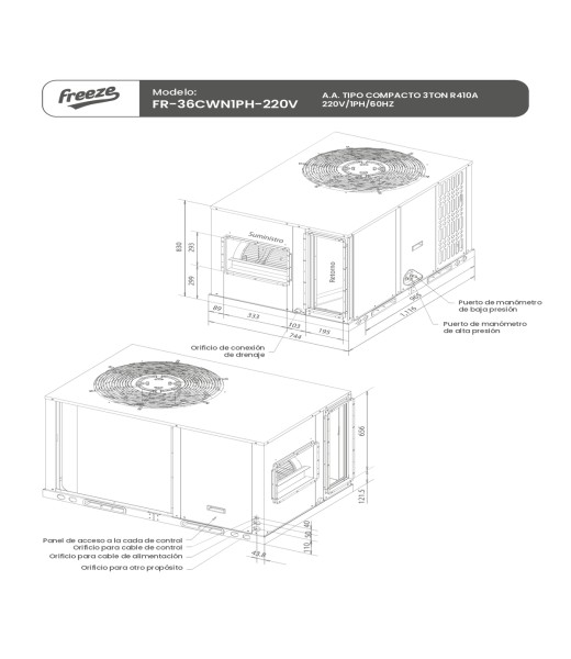 Aire Acondicionado Tipo Compacto 5Ton R410A 220V/1Ph/60Hz