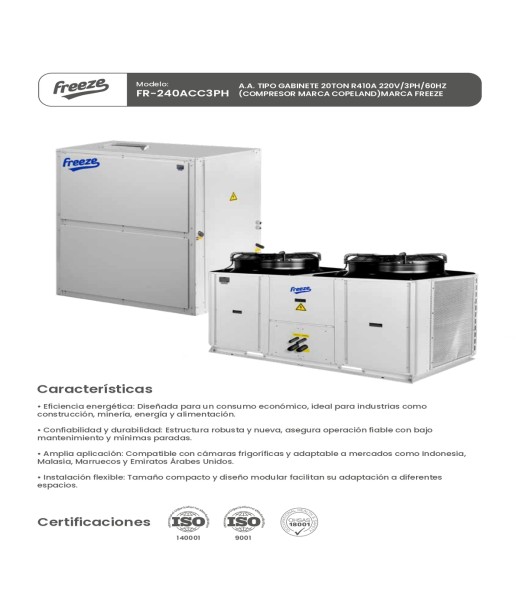 Aire Acondicionado Tipo Gabinete 20Ton R410A 220V/3Ph/60Hz