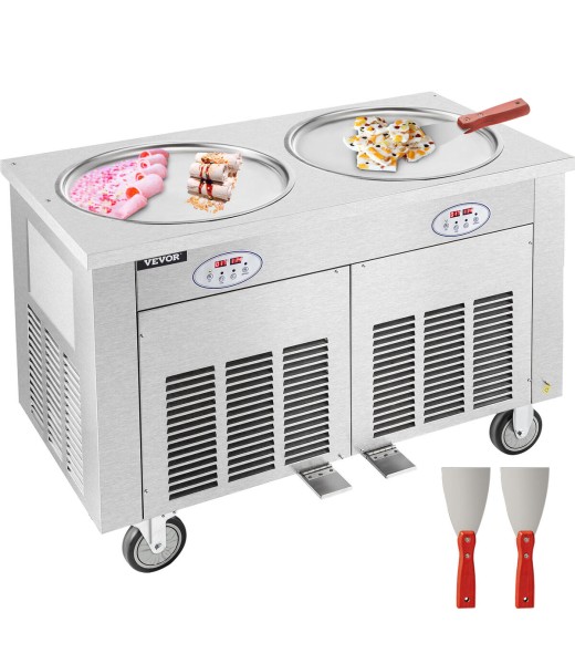 Máquina de Helado Enrollado Doble Bandeja 50x50 cm